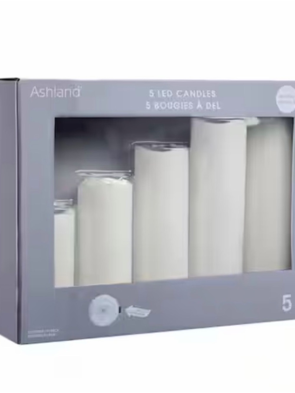 Ashland White LED Pillar Candle Set - 5 Pieces (Assorted Heights)